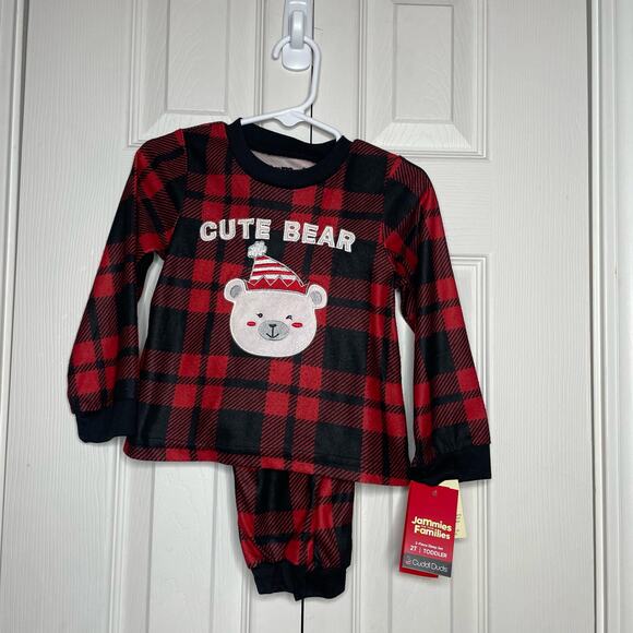 NEW Jammies for Families Cuddle Duds Cute Bear Holiday Pajamas Size 2T Unisex - Picture 1 of 4